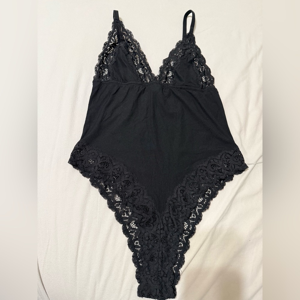 Victoria's Secret Black Lace Detail Bodysuit